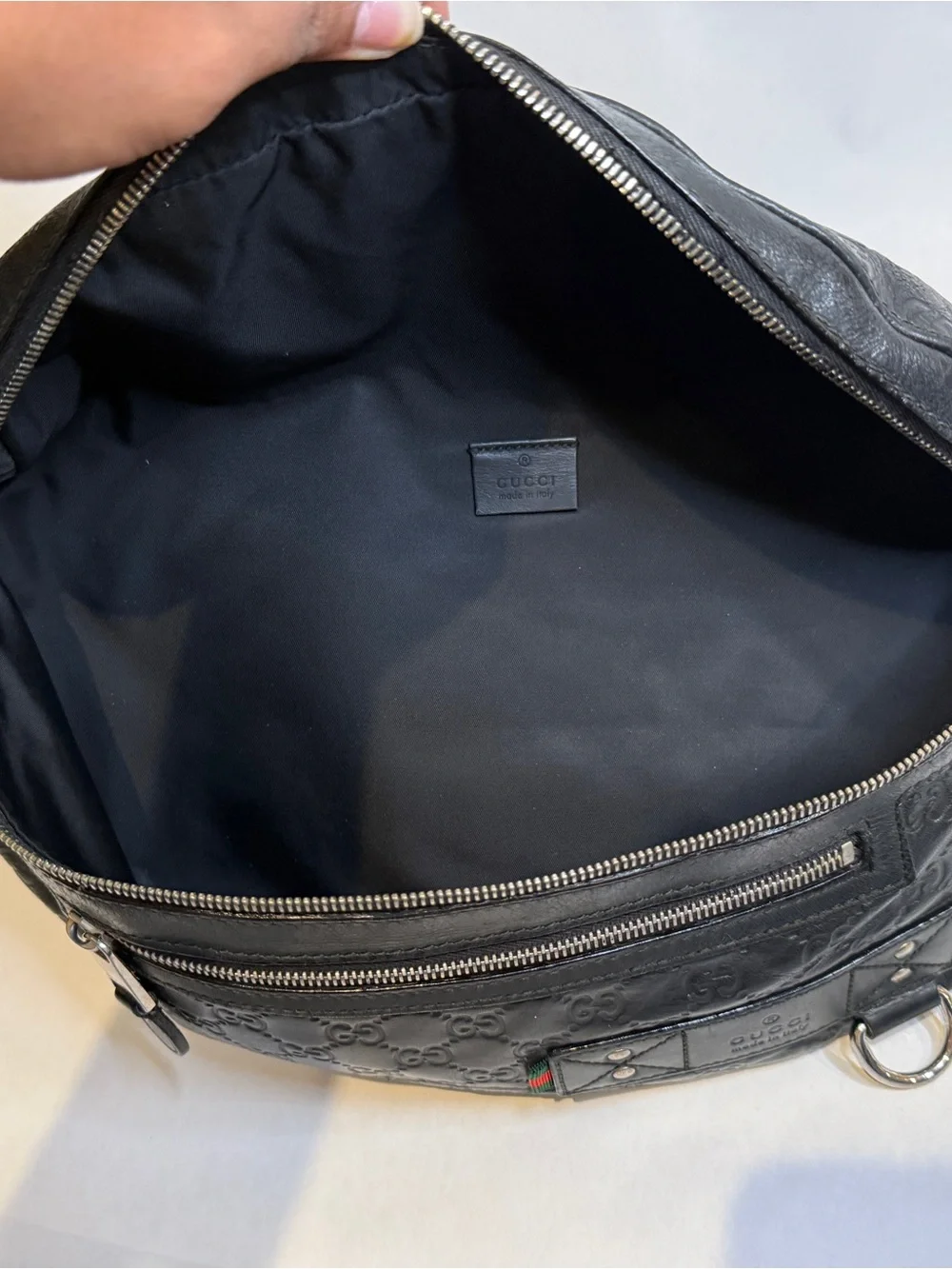 Gucci Black GG Embossed Leather Belt Bag bumbag